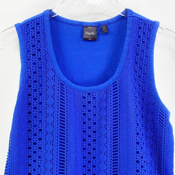 RAFAELLA Blue Eyelet Sheer Sleeveless Scoop Neck Top - Picture 2 of 9